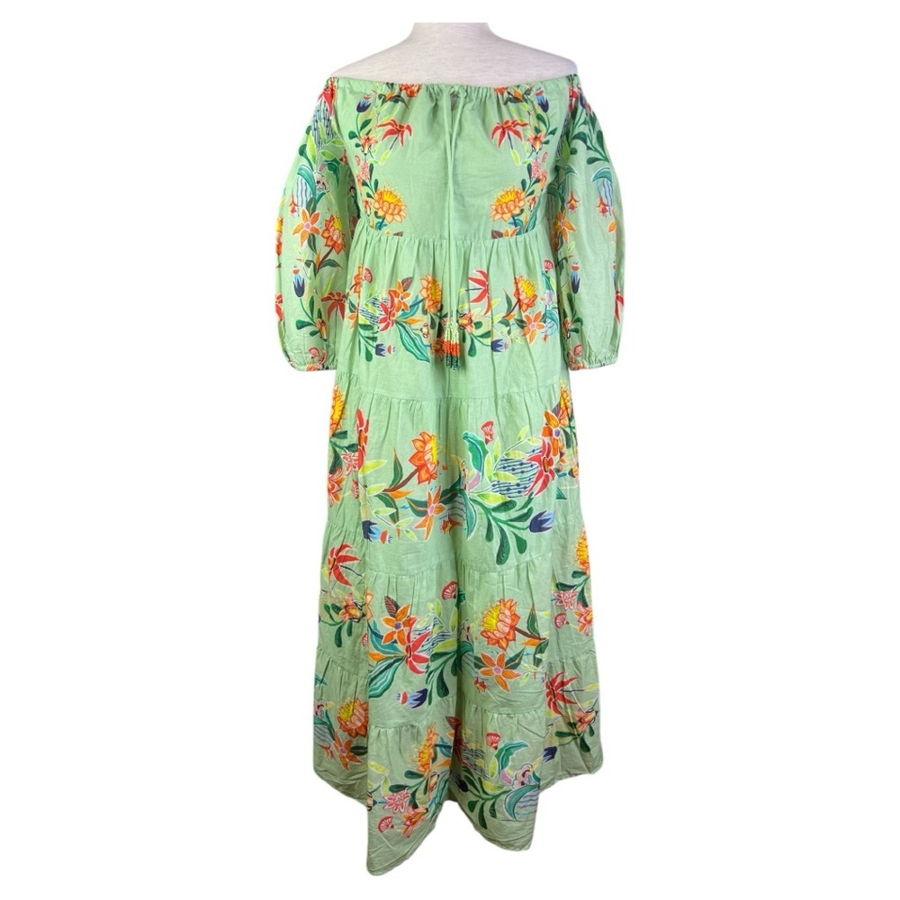 FARM RIO X ANTHROPOLOGIE  OFF THE SHOULDER TIERED FLORAL NWT DRESS SZ S - Picture 6 of 16